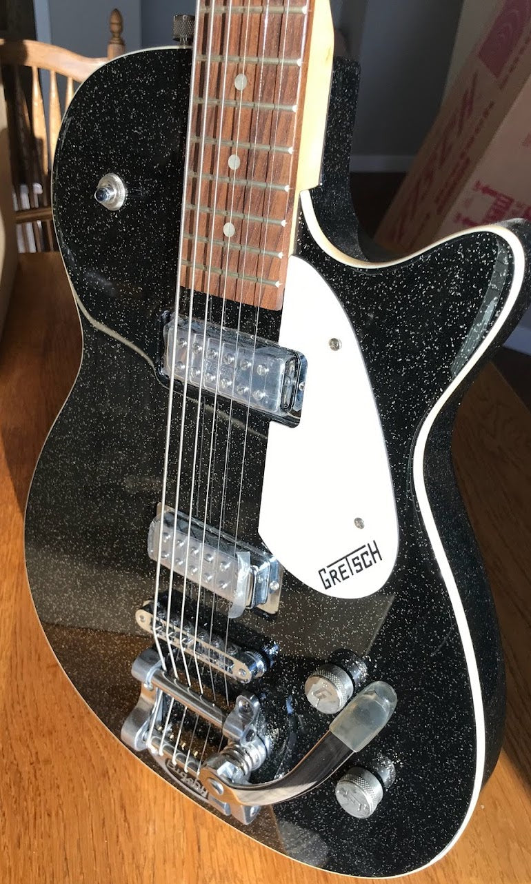 Electric Guitar (Gretsch EM) Jet Baritone Black Sparkle