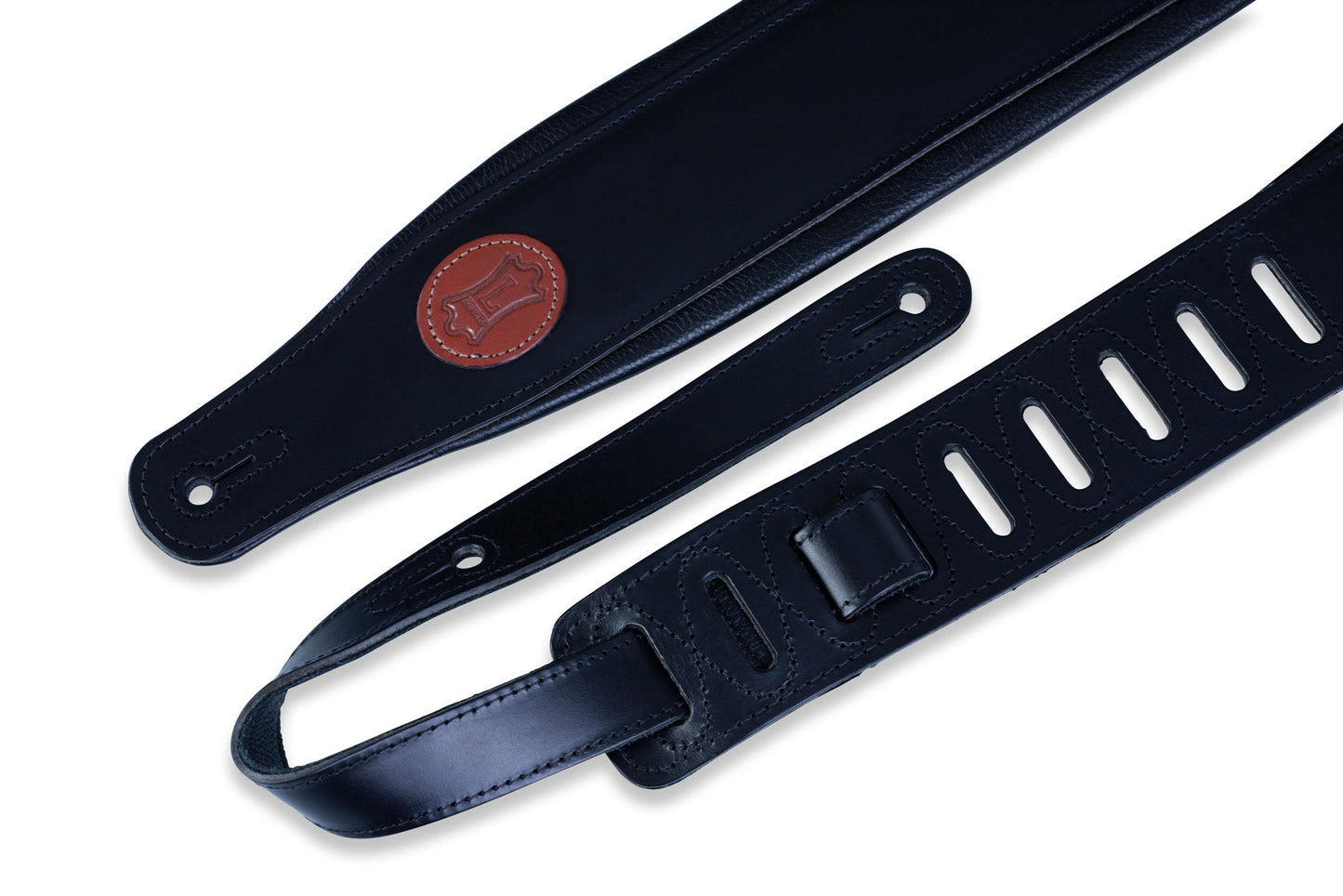 Levy's MSS1 3" Carving Leather Guitar Strap, Black