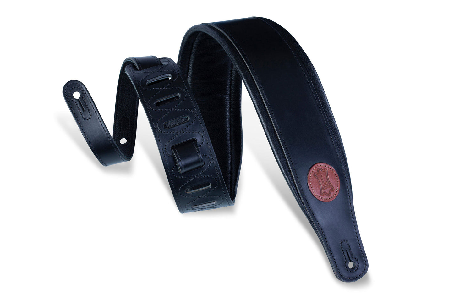 Levy's MSS1 3" Carving Leather Guitar Strap, Black