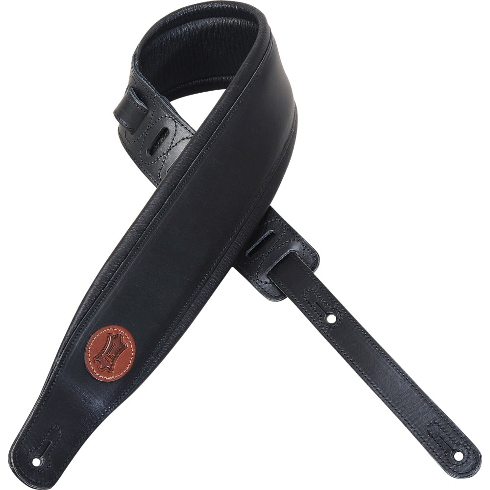Levy's MSS1 3" Carving Leather Guitar Strap, Black