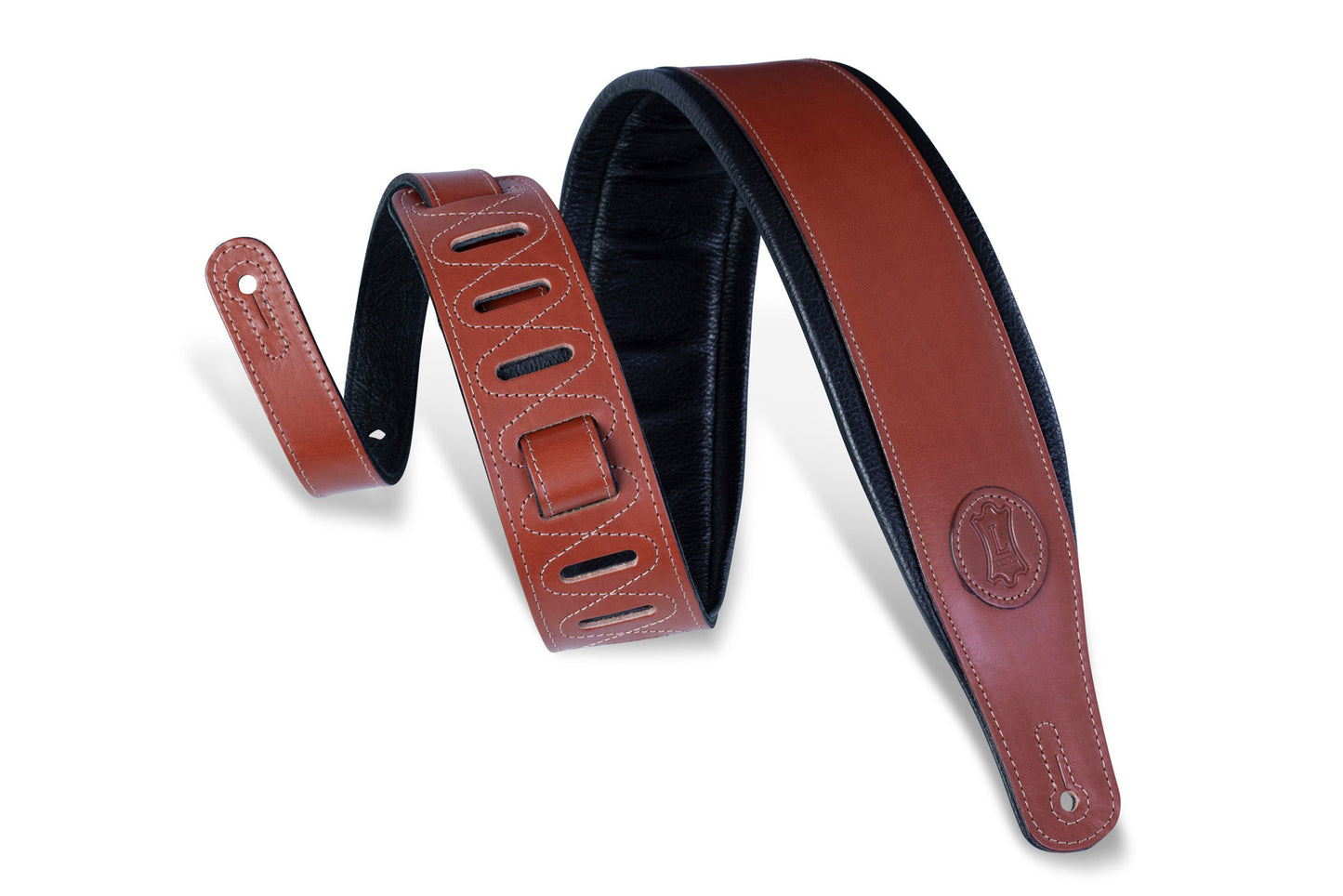 Levy's MSS1 3" Carving Leather Guitar Strap, Walnut