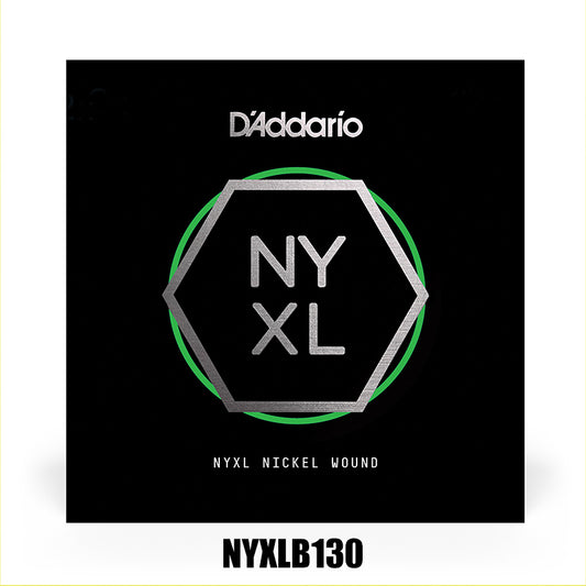 D'Addario NYXLB130, NYXL Nickel Wound Bass Guitar Single String, Long Scale, .130