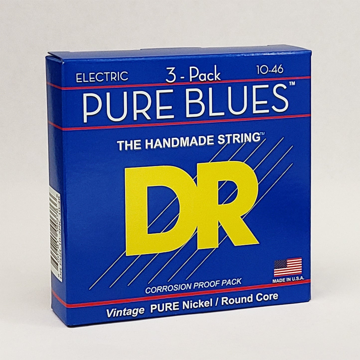DR PHR-10-3PK Pure Blues Medium Nickel Electric Guitar Strings, 10-46, 3 Sets