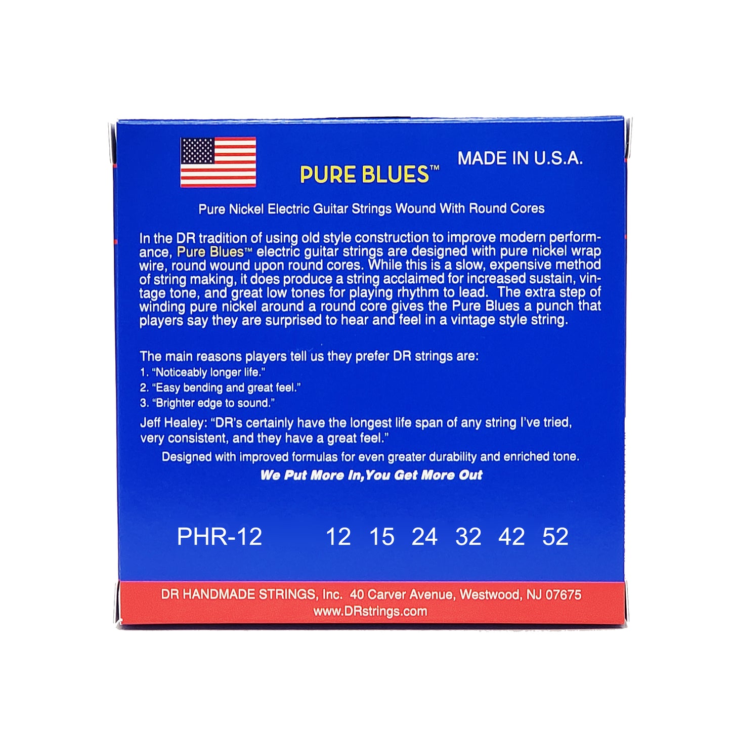 DR PHR-12 Pure Blues Extra Heavy Nickel Electric Guitar Strings, 12-52