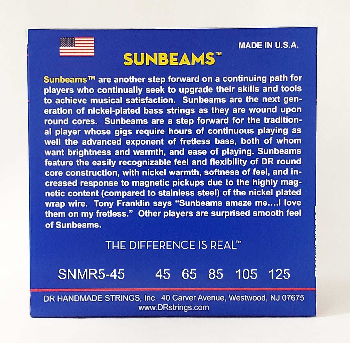 DR SNMR5-45 Sunbeams Bass Strings, 5-String 45-125, Short Scale