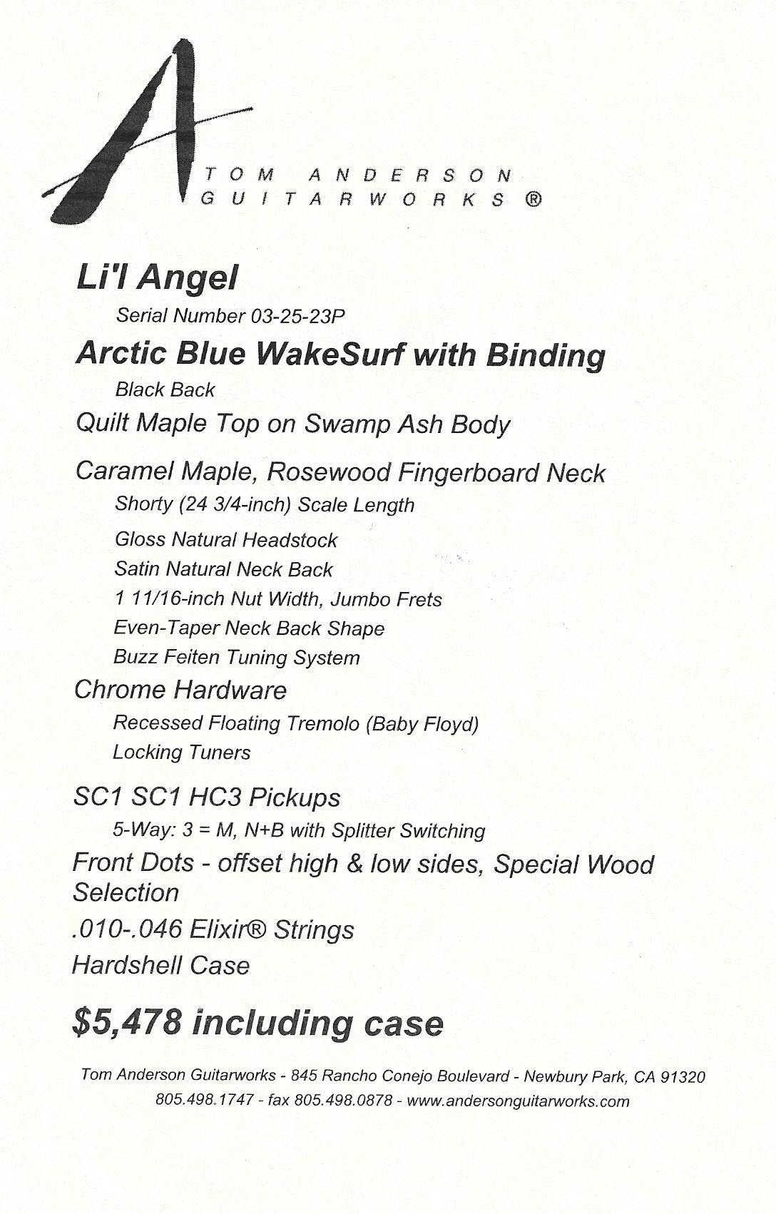 Anderson Li'l Angel Arctic Blue WakeSurf