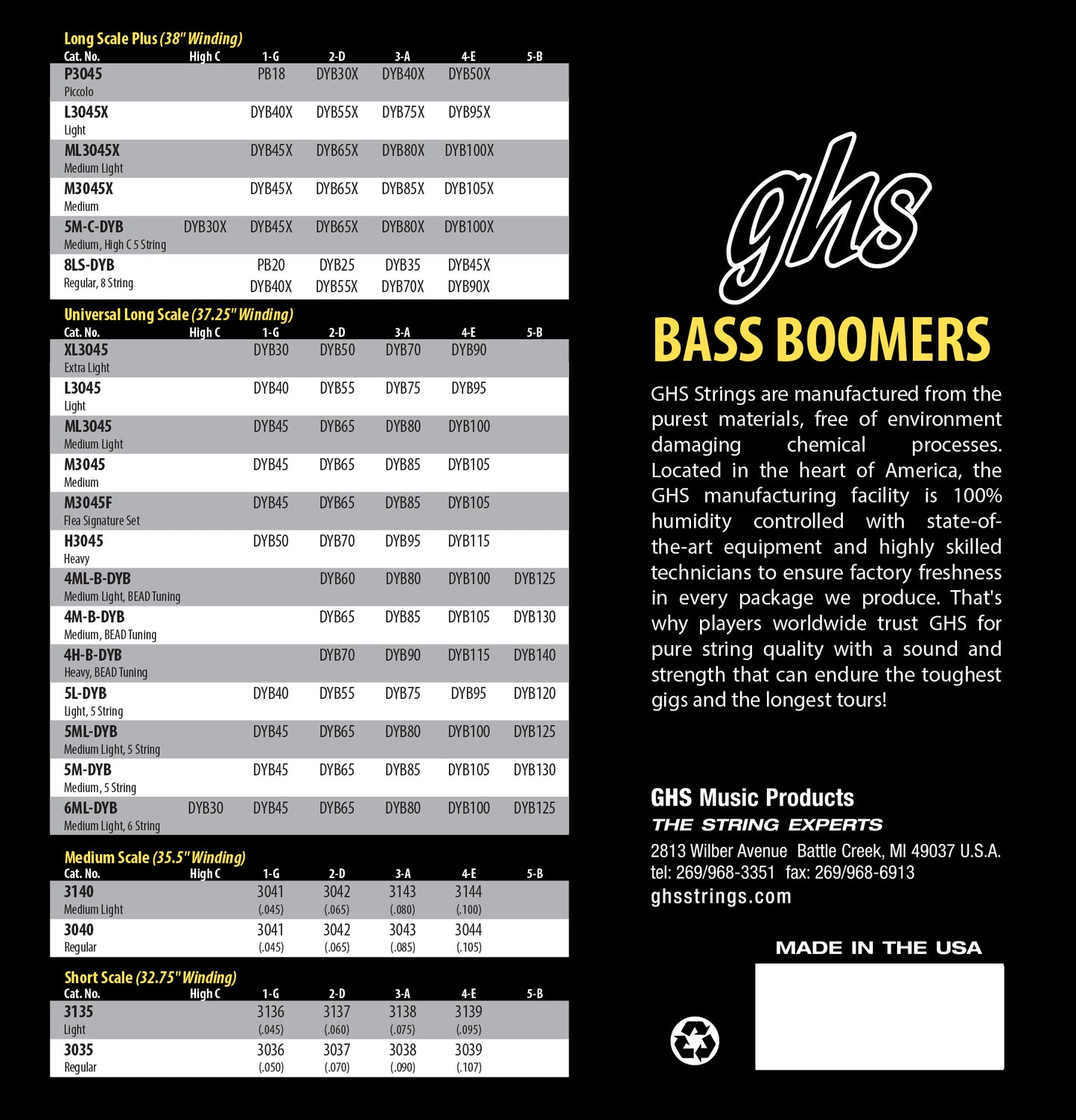 GHS Bass Boomers XL3045, 4-String 30-90