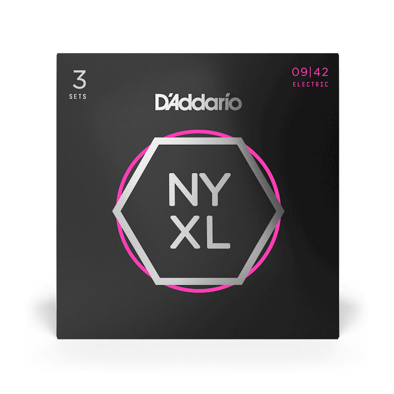 D'Addario NYXL0942-3P Nickel Wound Electric Guitar Strings, Super Light, 9-42, 3 Sets