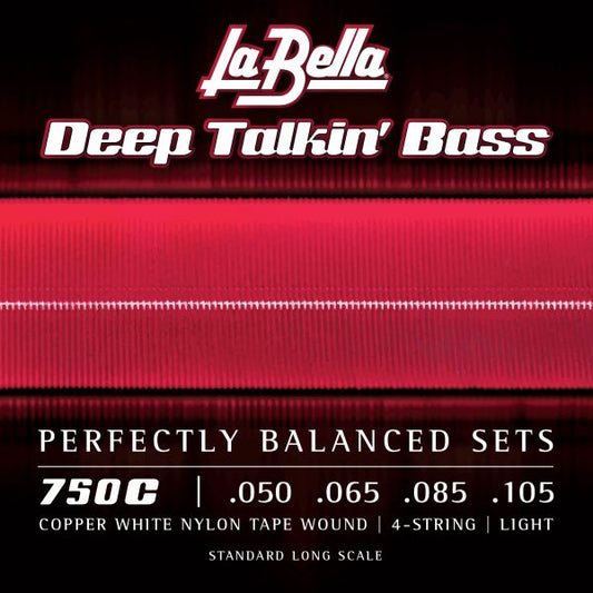 La Bella 750C Copper White Tapewound Light 4-String Bass Set .050-.105