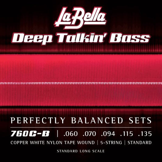 La Bella 760C-B Copper White Tapewound Standard 5-String Bass Set .060-.135